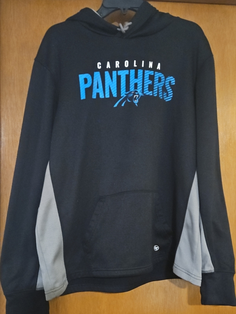 '47 Carolina Panthers Men's Size 2XL Black Blue Pullover Hoodie Sweatshirt